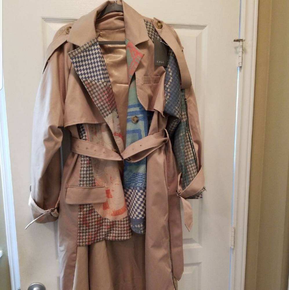 Womens Unique Assymetrical Trench Coat XL